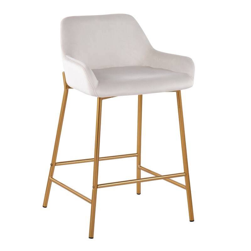 Silver Orchid Galotti Gold Fixed-Height Upholstered Counter Stool - Set of 2