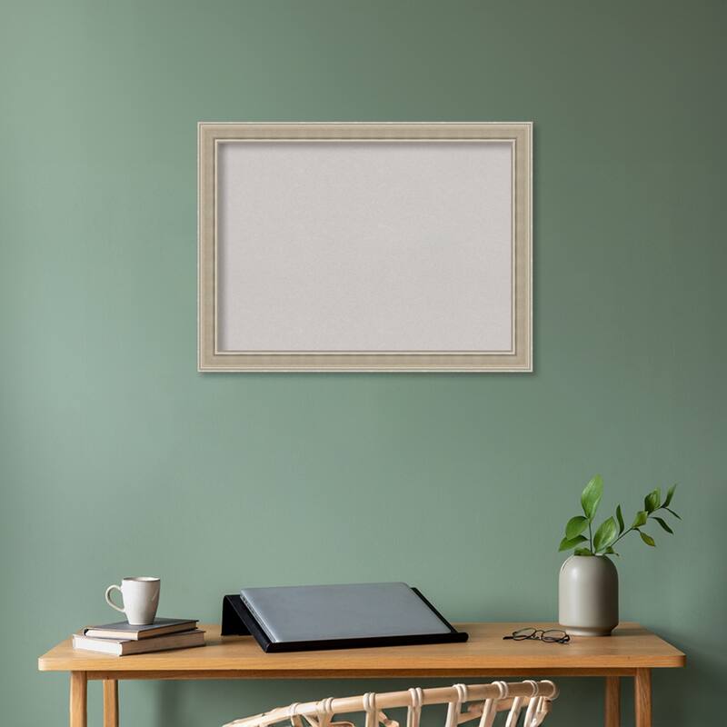 Mezzo Silver Wood Framed Grey Corkboard Bulletin Board