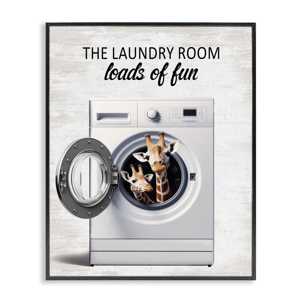 Stupell Giraffes & Laundry Load Framed Giclee Art Design By Lettered and Lined