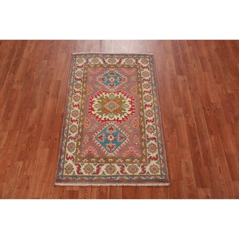 Brown Kazak Foyer Rug Hand-Knotted Wool Carpet - 2'7"x 4'0"