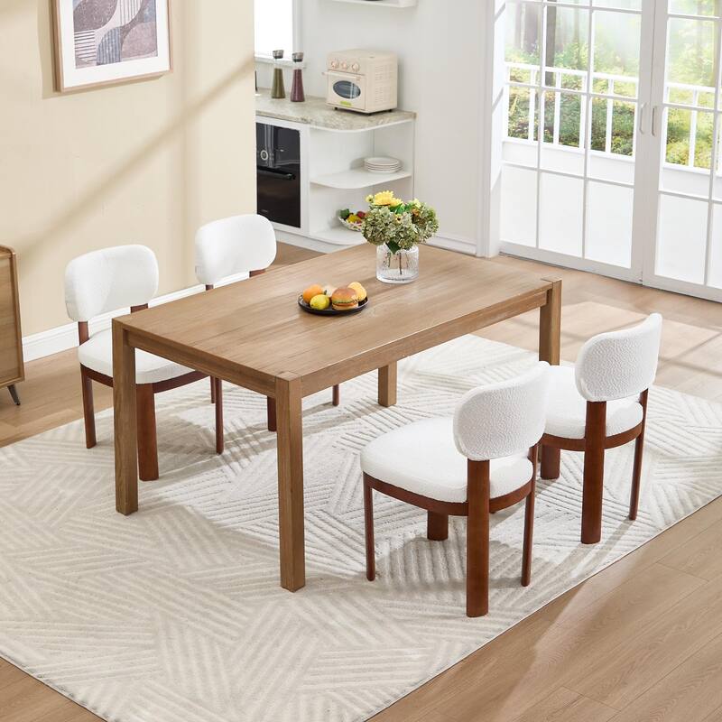Farmhouse Wooden Dining Chairs Set of 2, Modern Fabric Upholstered Dining Room & Kitchen Chairs
