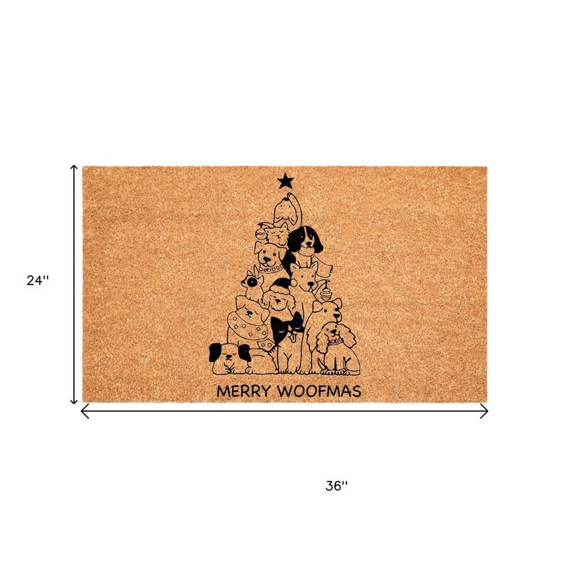 HomeRoots 24" X 36" Brown And Black Christmas Outdoor Coir Door Mat - 24.00' X '36.00