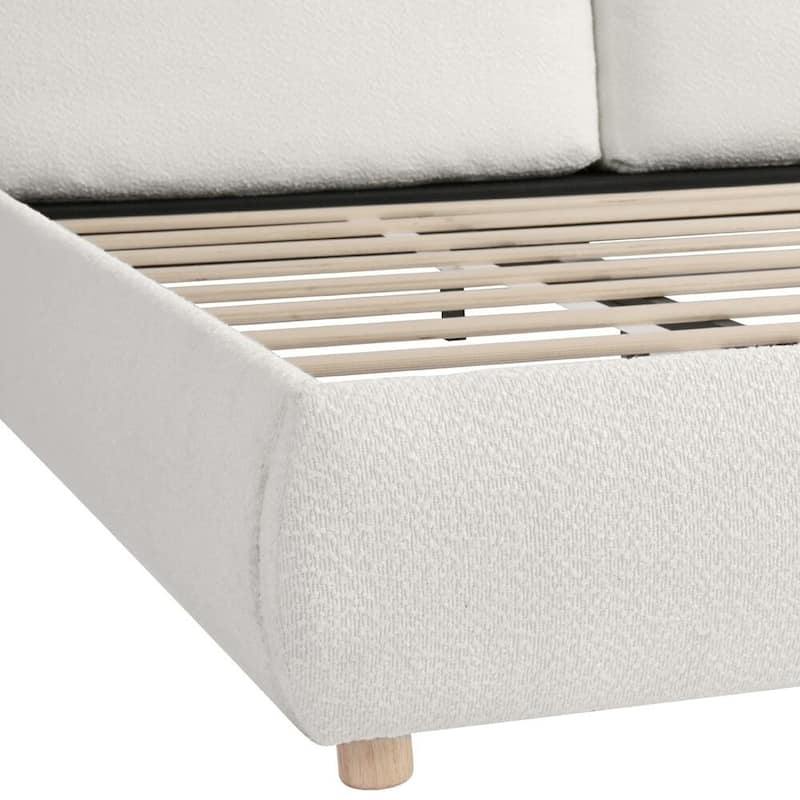 Upholstered Platform Bed Boucle Fabric Bedroom Bed