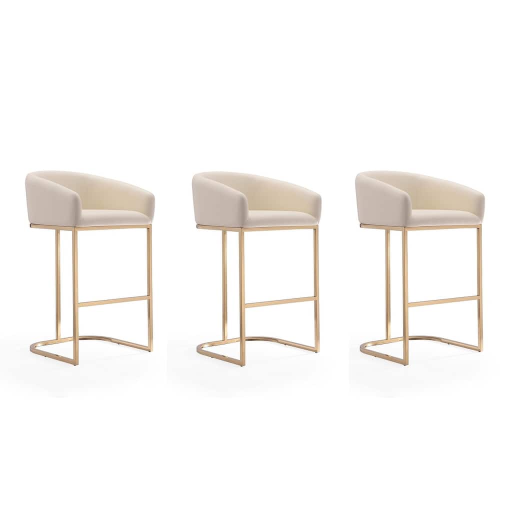 Manhattan Comfort Louvre 40 in. Titanium Gold Stainless Steel Barstool (Set of 3)