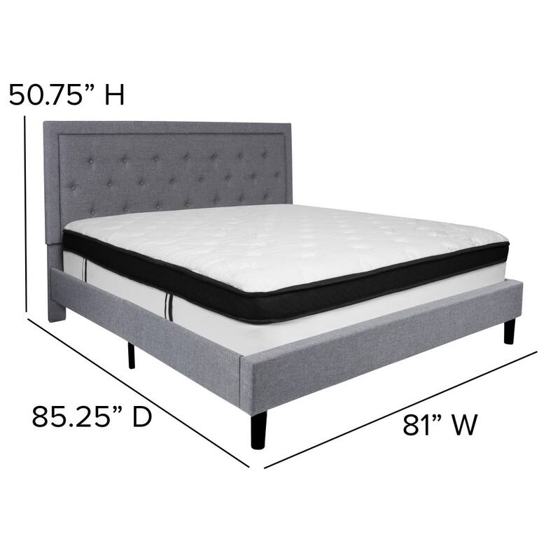 Panel Tufted Platform Bed and Memory Foam Pocket Spring Mattress