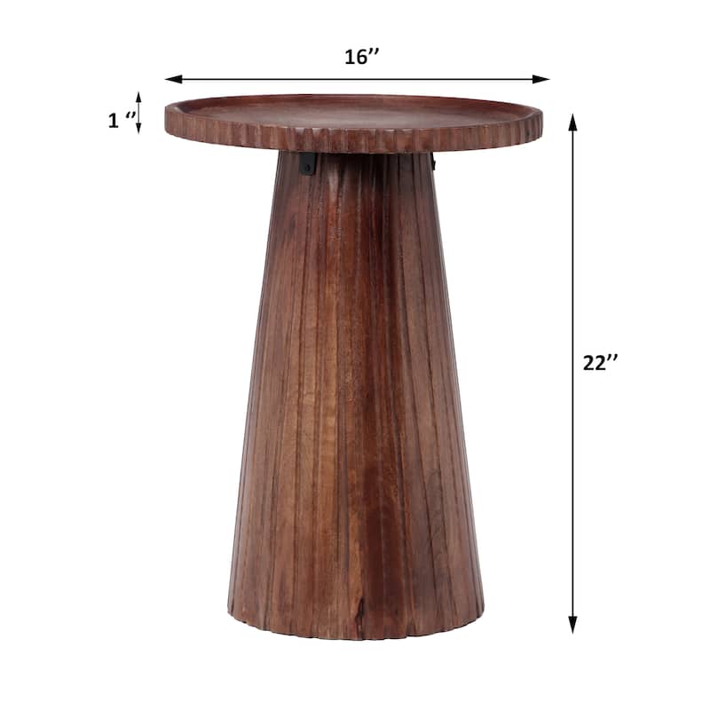 Christopher Knight Home 22"Pedestal Mango Wood Round End Table