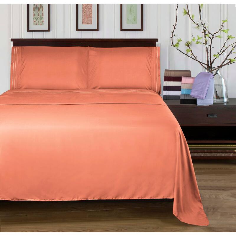 Superior Wrinkle-resistant Embroidered Microfiber Deep Sheet Set