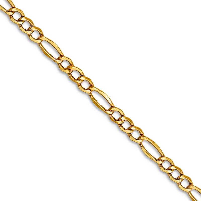 Curata 14k Yellow Gold 2.5mm Figaro Chain Necklace for Men or Women