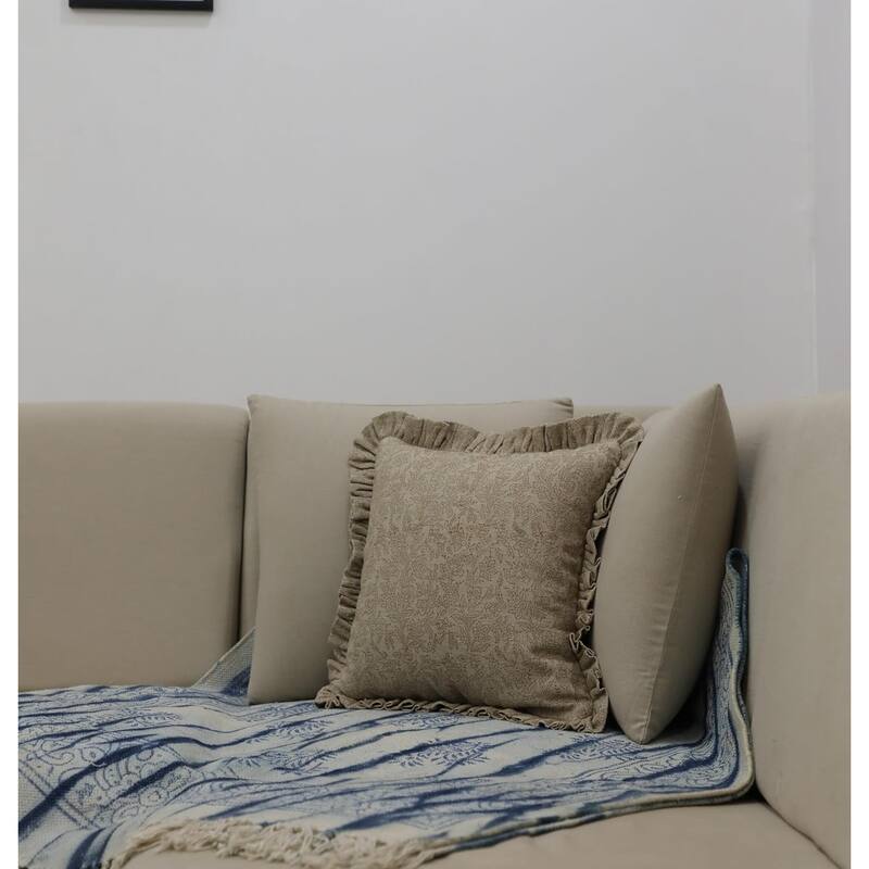 Fabdivine Linen Outdoor Sofa Block print pillow Cover