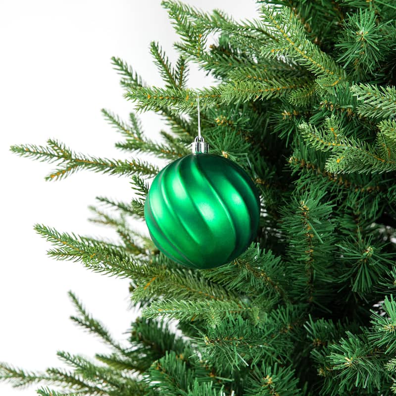 Glitzhome 178ct Christmas Ball Shatterproof Ornaments with Candy Picks & Ribbon Bow (Set of 191)