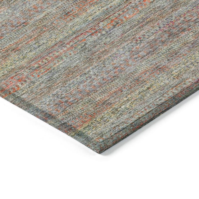 Machine Washable Indoor/Outdoor Modern Stripes Chantille Rug