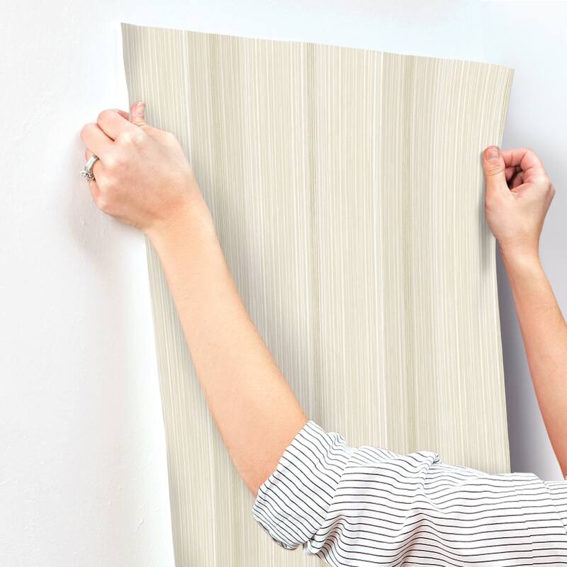 Chris Loves Julia x A-Street Prints Ames Beige Linen Stripe Wallpaper