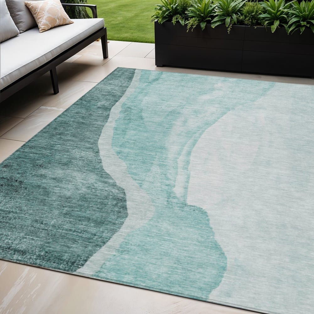 HomeRoots Abstract Transitional Rectangle Outdoor Rug