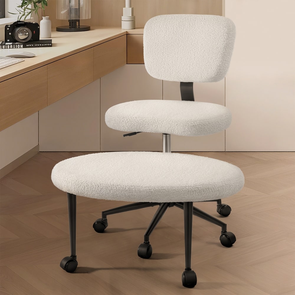BOSSIN Adjustable Ergonomic Office Chair - Cross-Legged Kneeling Design for Meditation, Yoga Support with Wheels,Back Rest,White