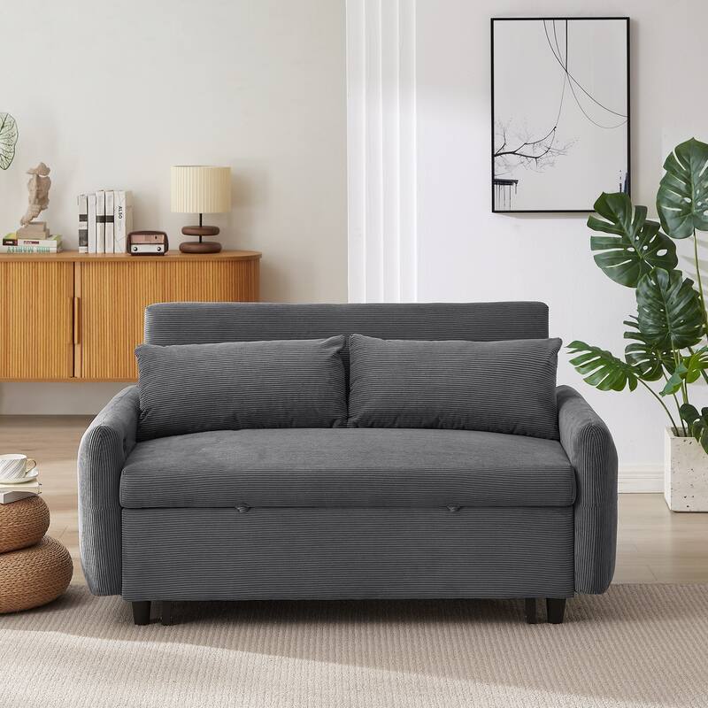 57.48" Pull-Out Sofa Bed Convertible Couch 2 Seat Loveseat Sofa