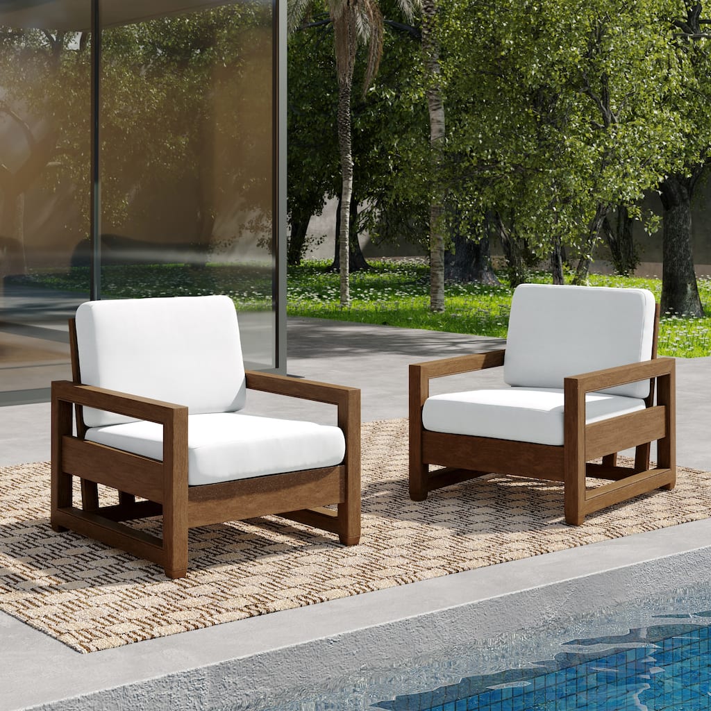 Patio Teak Wood Outdoor Arm Chair with Cushion