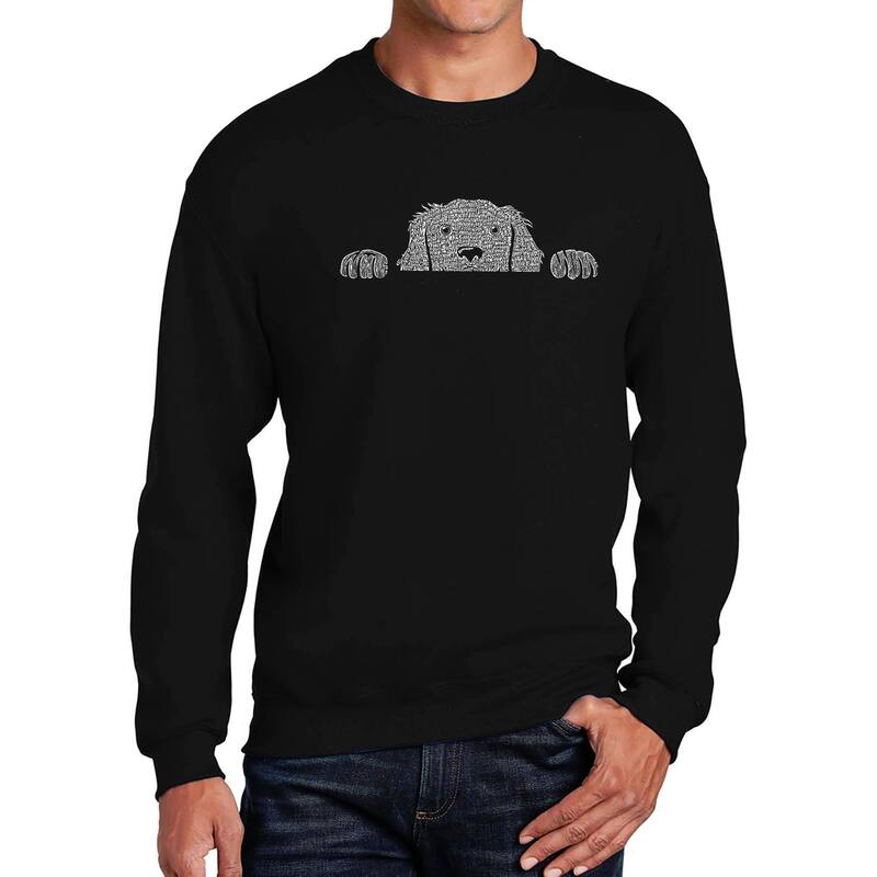 LA Pop Art Men's Word Art Crewneck Sweatshirt - Peeking Dog - Black - L