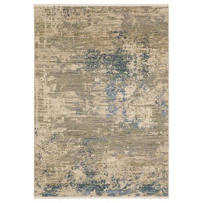 Style Haven Shiloh Abstract Beige/Blue Multi Wool Blend Area Rug