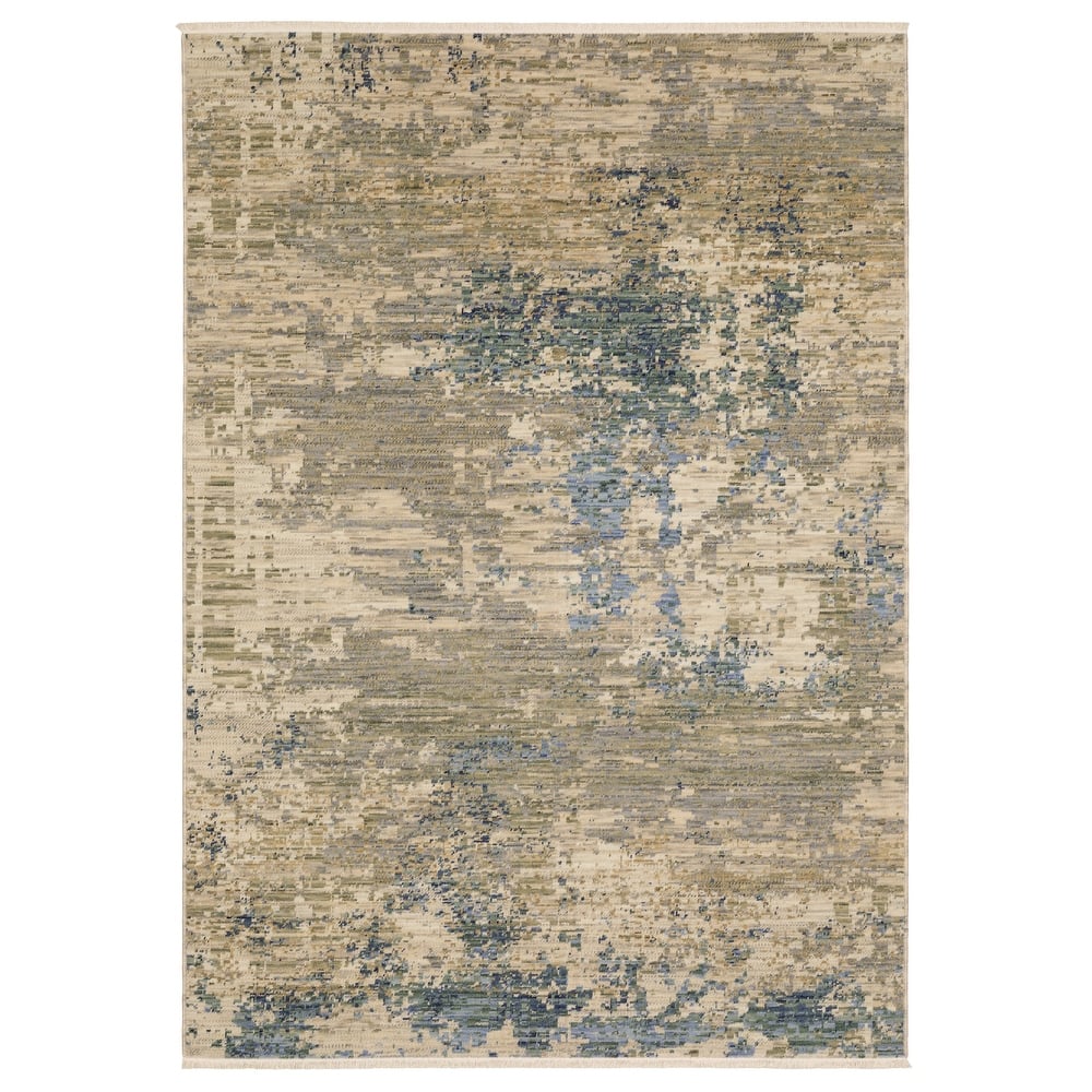 Style Haven Shiloh Abstract Beige/Blue Multi Wool Blend Area Rug