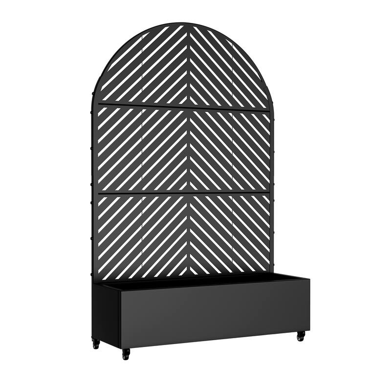Metal Movable Planter Box with Trellis Privacy Screen Planter Box with Lockable Wheels