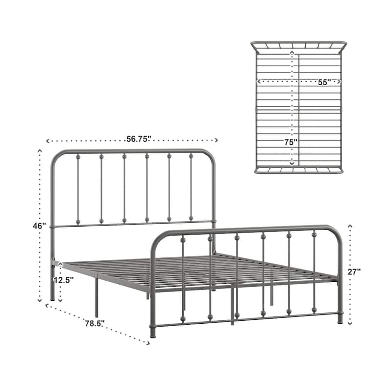 Kae Metal Bed with Beaded Headboard by iNSPIRE Q Classic