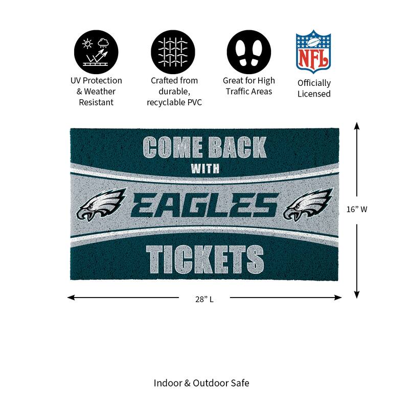 Philadelphia Eagles 28 in. x 16 in. PVC "Come Back With Tickets" Trapper Door Mat