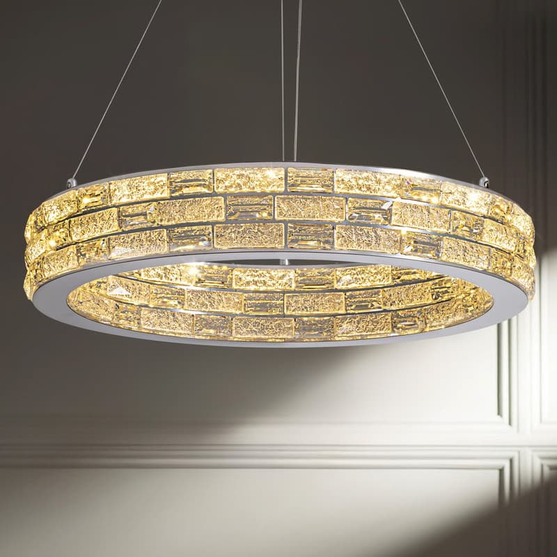 23.6 in. Modern Chrome Crystal Chandelier Luxury Pendant Light Adjustable Height for Dining Room - chrome chandelier