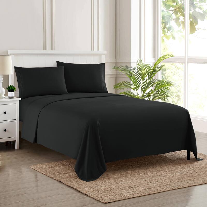 Deep Pocket Soft Microfiber 4-piece Solid Color Bed Sheet Set