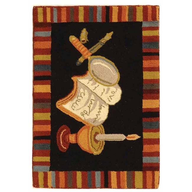 SAFAVIEH Handmade Chelsea Fleur French Country Wool Rug - 2'9" x 4'9" - Black