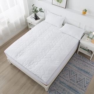Waverly Cotton Quilted Dual Chamber 1.5 in. Feather Topper - White