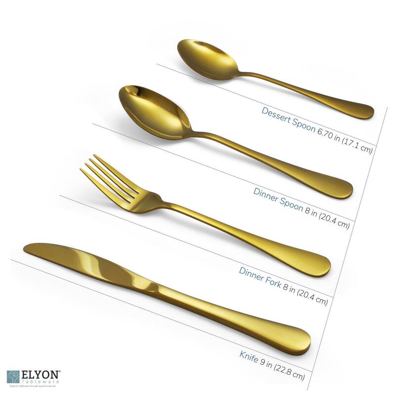 Elyon Euro Mirror Colored Stainless Steel Flatware Set