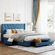 preview thumbnail 15 of 26, Nestfair Queen Size Linen Upholstered Platform Bed with 3 Drawers