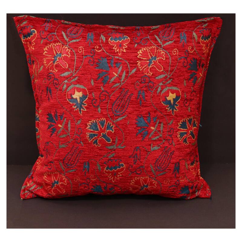 Carnation Fern Chenille Turkish Decorative Pillow