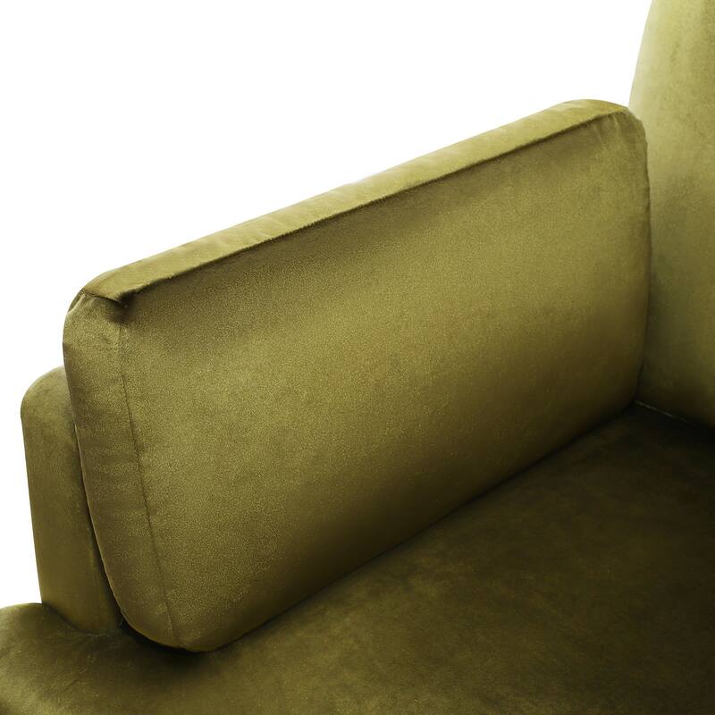Velvet Single Sofa Chair, Modern Upholstered Accent Chair for Reading, Comfy Living Room Chairs with Pillow