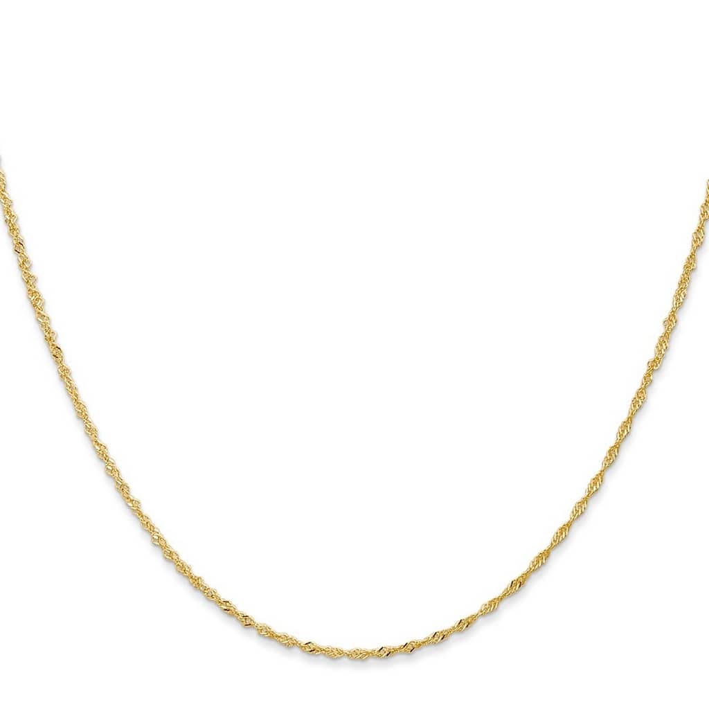 Curata 10k Yellow Gold Solid 1.0mm Baby Box Chain Necklace Options: 16 18 20