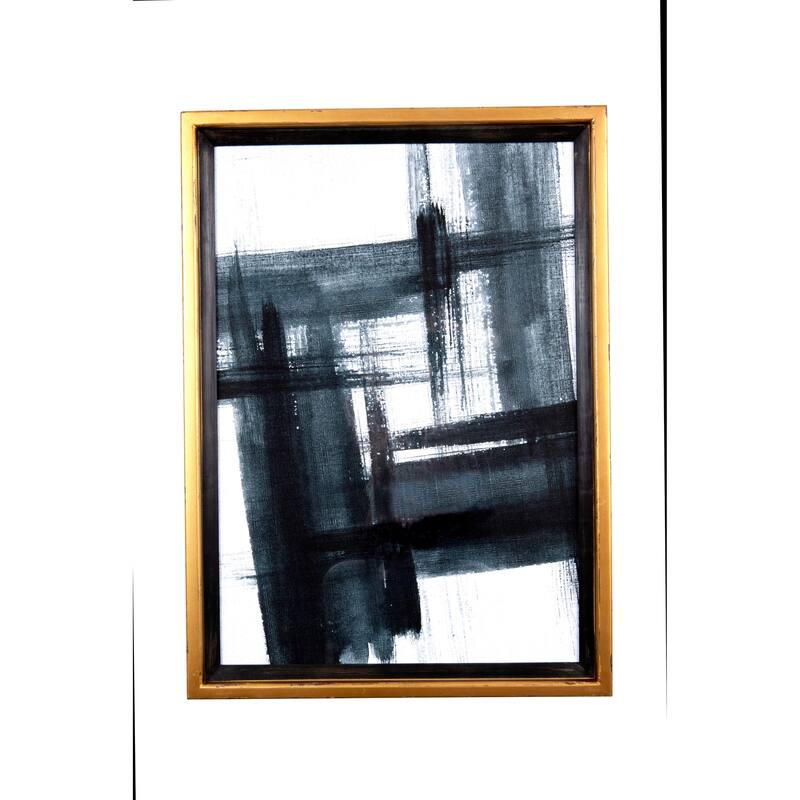 Black & White Abstract Wood Framed Wall Decor (Set of 3 Designs)