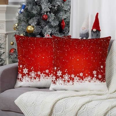 18x18 Inch 2 Pieces Red Velvet Christmas Throw Pillow Covers for Sofa Couch