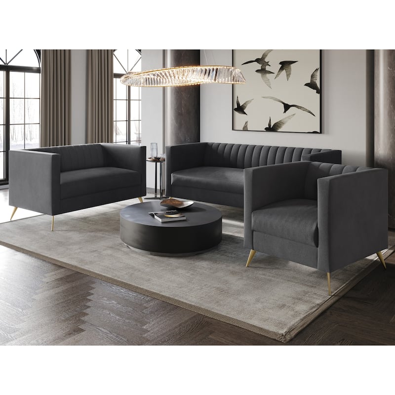 Clayfell Weiss Velvet Square Arm Chair/ Loveseat/ Sofa