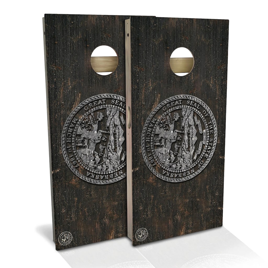 Nebraska Flag Vintage Outdoor Cornhole Board Set