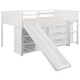 preview thumbnail 10 of 28, Low Twin Size Loft Bed with Cabinets, Shelves and Slide, White