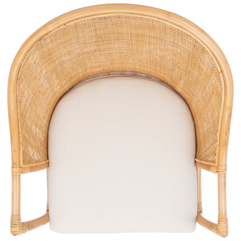 SAFAVIEH Vada Coastal Rattan Accent Chair with Cushion - 28.2" W x 27.2" L x 33.1" H - 28Wx27Dx33H