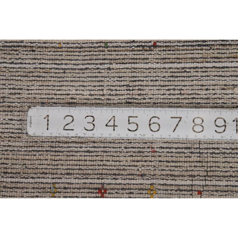Striped Camel Gabbeh Indian Runner Rug Hand-Knotted Wool Carpet - 3'1" x 9'6"