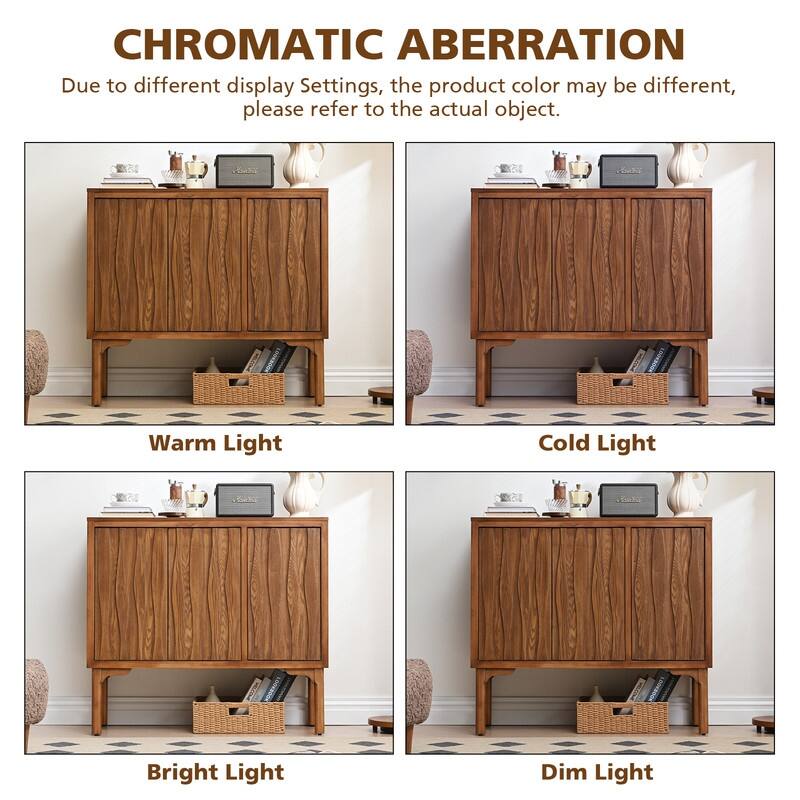 Mid-Century Modern Sideboard with Wave Doors - 39 in.