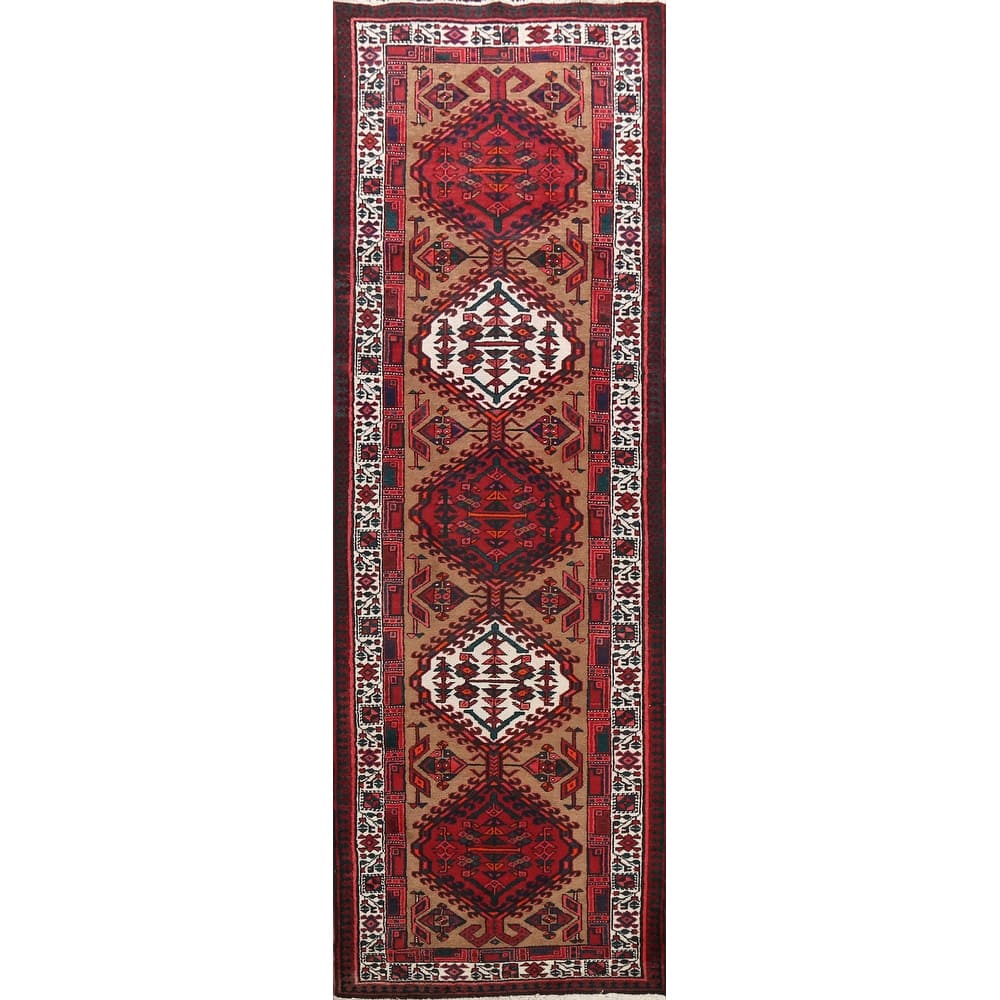 Vintage Vegetable Dye Ardebil Persian Wool Runner Rug Hand-knotted - 3'6" x 11'1"