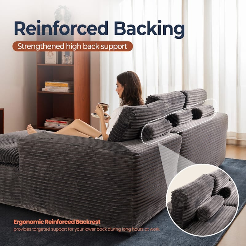 HOOOWOOO Upholstered Fabric Sectional Sofa Couch with Chaise