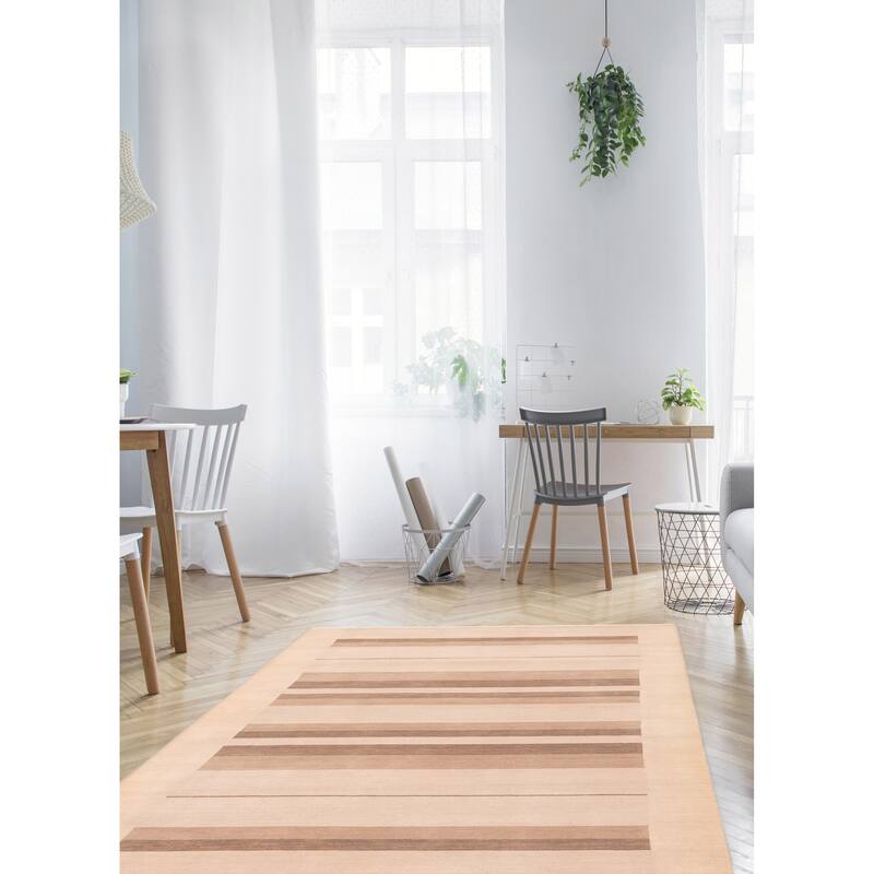 ECARPETGALLERY Hand Loomed Kashkuli Gabbeh Beige Wool Rug - 5'8 x 8'0