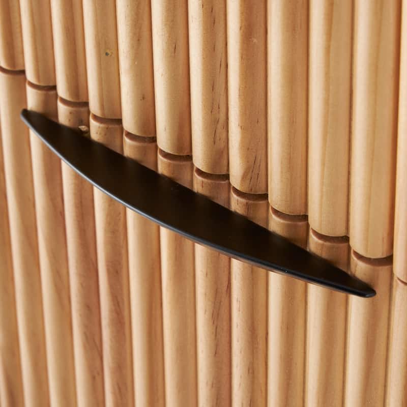 Brown Wood Ribbed 9 Drawer Room Chest