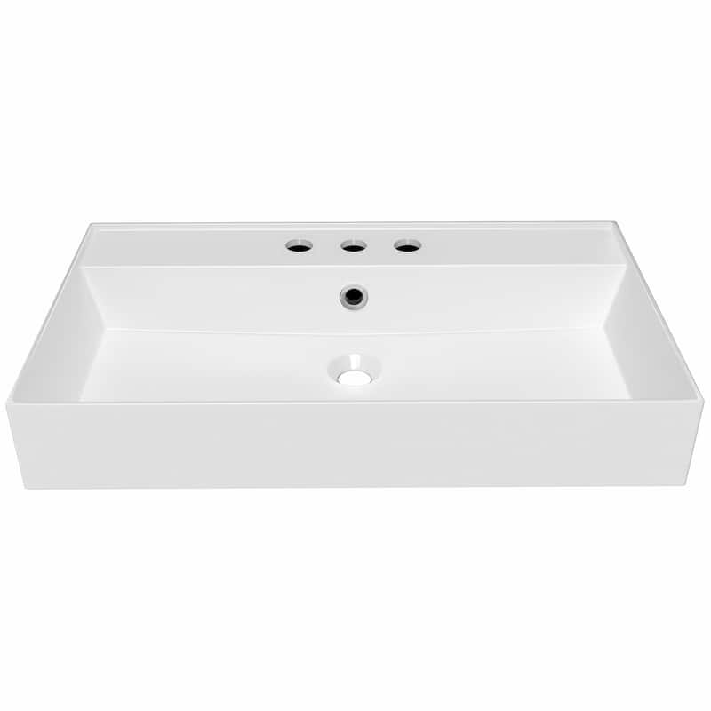 Whitehaus B-AG81-3H 31-7/8" Rectangular Vitreous China Wall Mounted