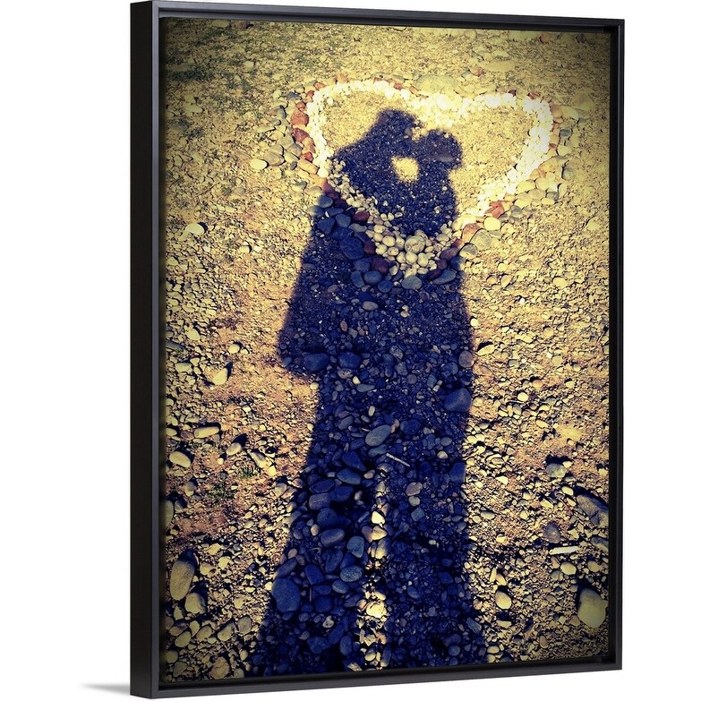 Shop Shadows Of Couple Kissing Over Heart Of Stones Black Float