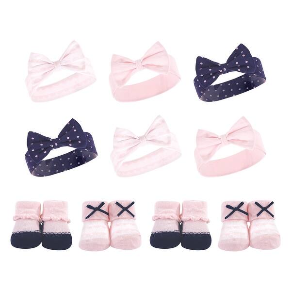 slide 1 of 1, Hudson Baby Infant Girl 10Pc Headband and Socks Set, Pink Polka Dot, 0-9 Months - Pink Polka Dot Pink Polka Dot - 0-9 Months